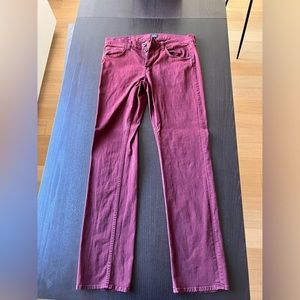 Hudson Byron Five Pocket Straight Jeans – Burgundy/Wine – Size 33